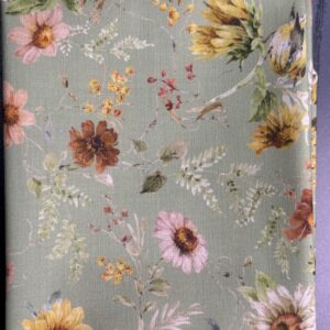 Sunflower Whispers - Green Floral - Yardage